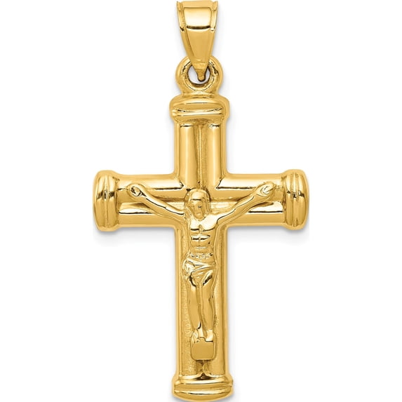 14K Yellow Gold Reversible Crucifix Pendant (35 X 18) Made In Indonesia c3694