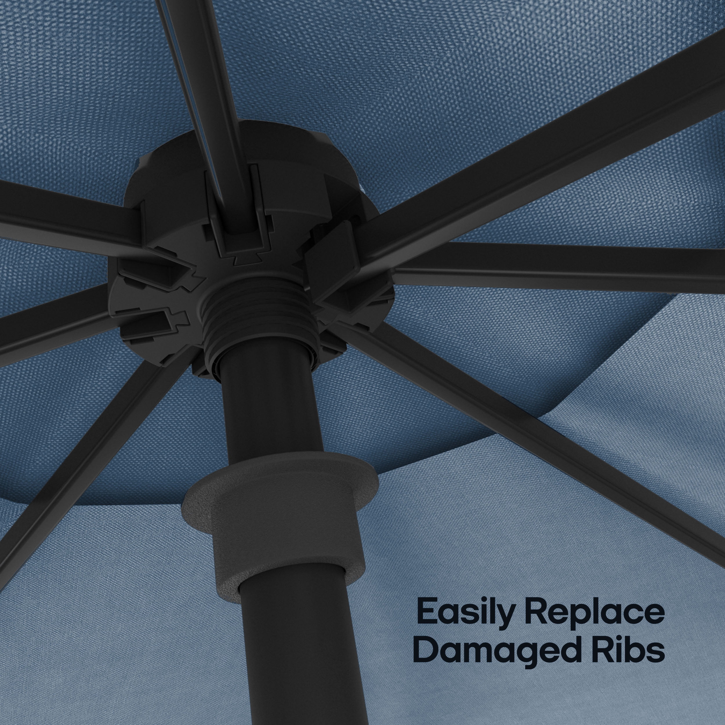 Above 9' Patio Market Outdoor Umbrella Quickswap with Rib Replacement Technology, Navy