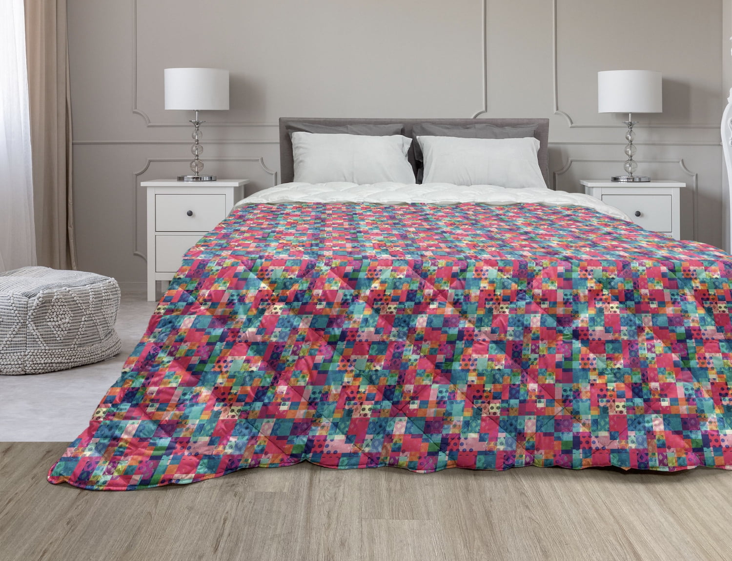 Modern Art Down Alternative Comforter, Grunge Polka Dots Spots Backdrop