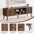 thumbnail image 3 of JOMEED Mid Century Modern TV Stand, Wood Wave-Panel TV Cabinet with Storage & Cable Holes, 59 Inch Entertainment Center for 32-60 Inch TVs,Brown, 3 of 7