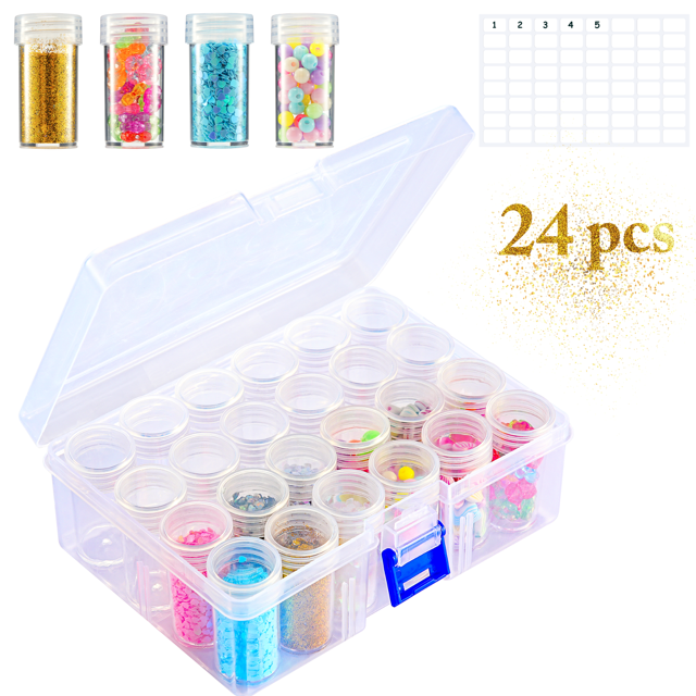 Caja de almacenamiento de diamantes de 30 rejillas, caja de bordado de diamantes ajustable, almacenamiento de cuentas