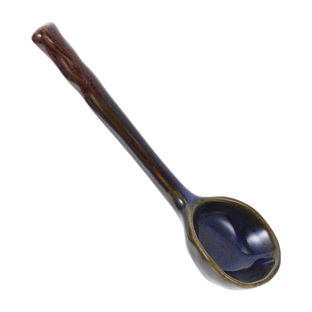 Cuchara de cerámica de estilo japonés Cuchara de sopa para el hogar Restaurant Porridge Postre Cuchara