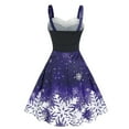 thumbnail image 4 of Patlollav Womens Dresses Vintage Christmas Color Snowflake Print Off Shoulder Party Dress, 4 of 6