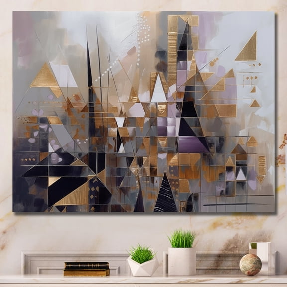 DESIGN ART Designart "Soft Color Composition Ii" Modern Geometric Canvas Print 32 in. wide x 24 in. high