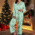 thumbnail image 4 of Women's Breathable Christmas Pajamas Set Long Sleeve Button Shirt and Stretch Pants Ensemble for Home Comfort, 4 of 9
