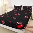 thumbnail image 3 of Castle Fairy Teens Girls Pink Bow Knot 4 Pieces Queen Sheet Sets,Red Cherry Ultra Soft Flat Sheet,Dreamy Princess Queen Fitted Sheet,Super Cozy Room Decor, 3 of 7