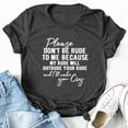 thumbnail image 2 of Women's Please Don't Be Rude Graphic Print Round Neck Short Sleeve Casual Comfortable T-Shirt Top, 2 of 3