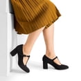 thumbnail image 4 of Zapatos de Tacón Bajo con Correa en T Mary Jane para Mujer DREAM PAIRS Negro 7.5, 4 of 6