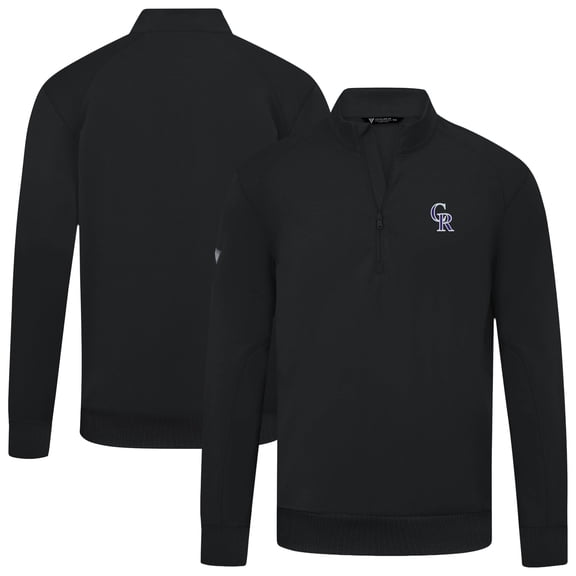 Men's Levelwear  Black Colorado Rockies Upright Insignia Tri-Blend Quarter-Zip Pullover