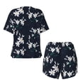 thumbnail image 5 of Kdxio Lilies Flowers Print Pajamas Sets for Women Short-Sleeved Pjs with Lounge Shorts Two Piece Sleepwear S-4XL, 5 of 9