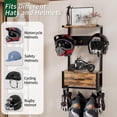 thumbnail image 5 of Motorcycle Helmet Holder Wall Mounted, Helmet Holder Wall Mount with Helmets Rack and Hooks for for 6 Helmets, Riding Suits & Accessories, Sturdy Construction Storage Organizer for Entryway or Garage, 5 of 18