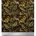 thumbnail image 1 of Soimoi Brown Silk Fabric Neem Watercolor Print Fabric by the Yard 44 Inch Wide, 1 of 3