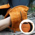 thumbnail image 4 of Guantes de cuero con aislamiento de llama resistentes al calor para exteriores, guantes de cocina para acampar, guantes de cocina para hornear, Macarena Guantes retardantes de calor, 4 of 8