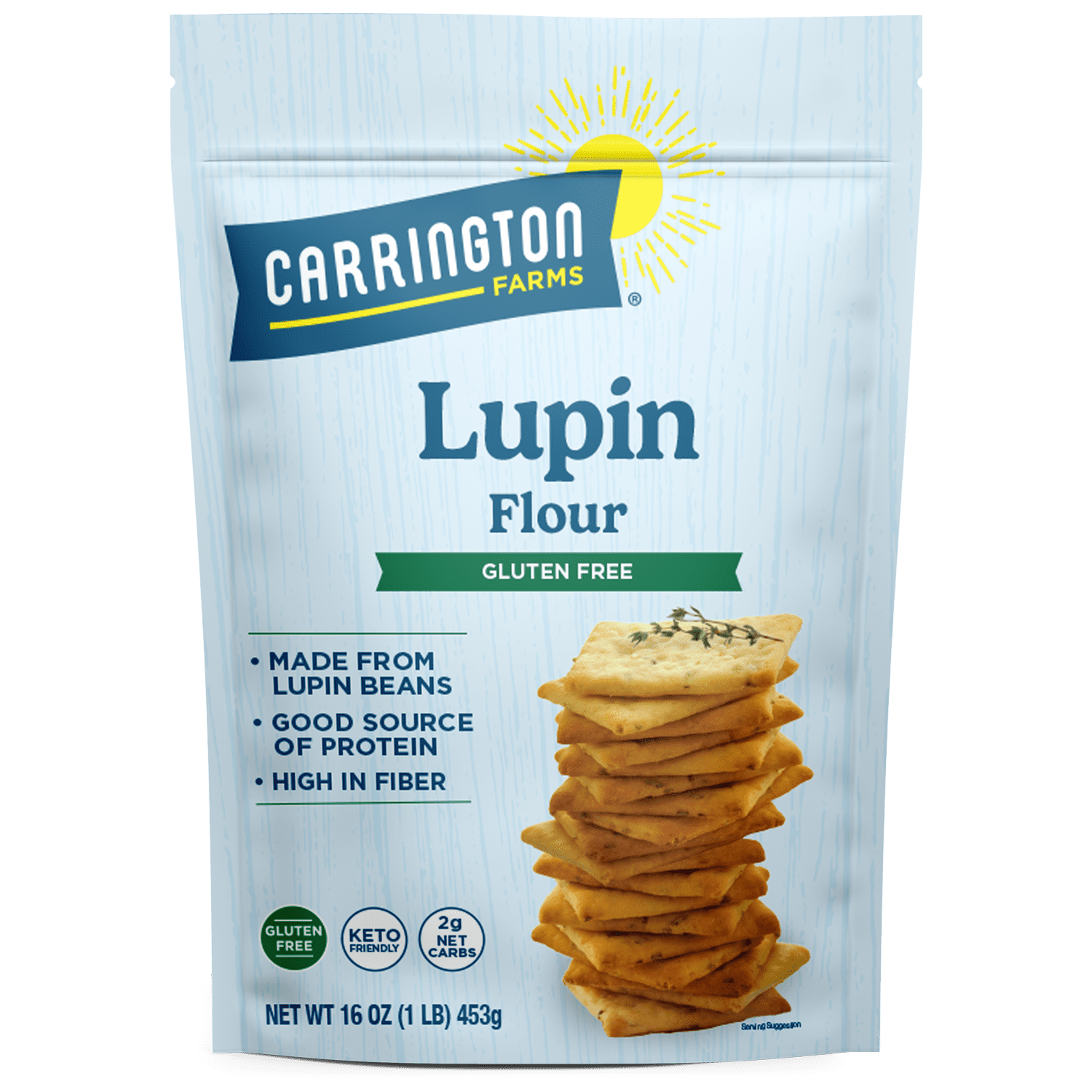 (2 pack) Carrington Farms Lupin Flour Gluten-Free, 16oz All-Purpose Flours