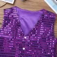 thumbnail image 5 of Miutii Girls' Boys' Glittery Sequined Vest Jacket Hip-Hop Street Dance Waistcoat Performance Purple 120, 5 of 8