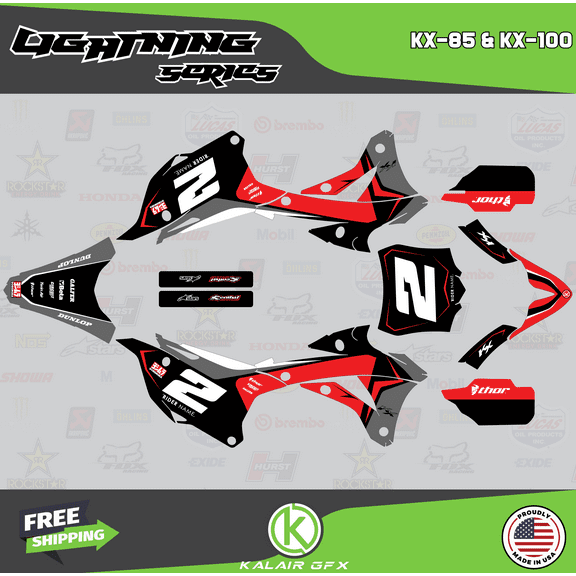 Kalair GFX Graphics Kit for Kawasaki KX85 (2014-2021) Lightning Series