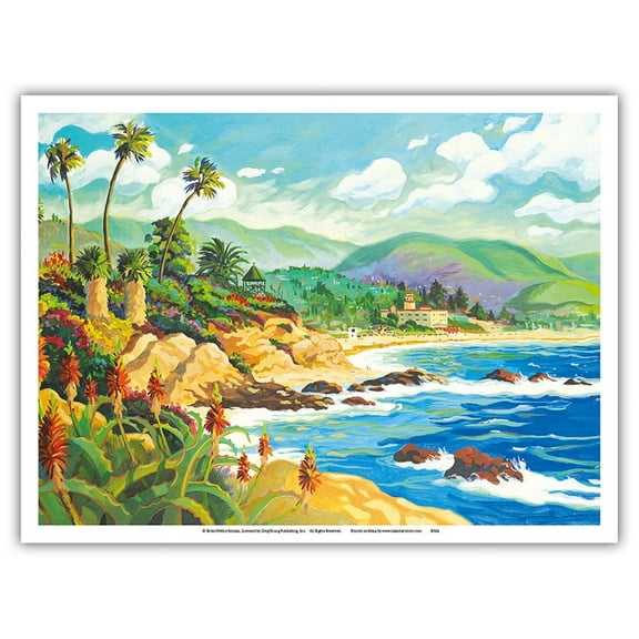 In Love with Laguna Beach - California - Seaside Ocean View - From an Original Watercolor Painting by Robin Wethe Altman - Master Art Print (Unframed) 9in x 12in
