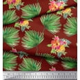 thumbnail image 3 of Soimoi Red Cotton Duck Fabric Leaves & Floral Fabric Prints By Yard 44 Inch Wide, 3 of 3