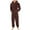 Brown, variant on Mens Plus Size Sharpe Lined Hooded Jumpsuit Full Zip Long Sleeve Warm Pajamas Solid Color Pockets Fleece One Piece Jumpsuits