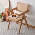 thumbnail image 5 of S-HOME Modern Mid Century Rattan Accent Chair, Comfortable Wooden Armchair for Bedroom and Outdoor Areas，Natural+Set of 2, 5 of 7