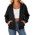 thumbnail image 3 of Fashion Plus Size Pullover Hoodie for Womens Zip Up Solid Color Pockets Zipper Long Sleeved Regular Top Hooded Sweatshirts Coat Outwear 50% off Clearacne!, 3 of 9