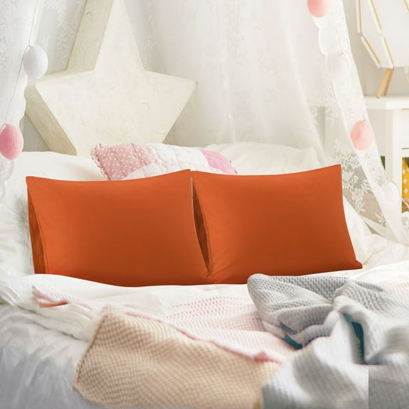 PiccoCasa 2 Packs Microfiber Pillowcases with Envelope Closure, Non-Standard Rust Red