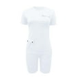 thumbnail image 2 of Gibobby Blusas Manga Larga Conjuntos de entrenamiento para mujer, conjuntos casuales a juego de 2 piezas, conjunto de pijama con pantalones cortos de Yoga de cintura alta y corto（Blanco， XXL), 2 of 5