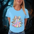 thumbnail image 5 of Dmsael Halloween T-Shirts for Women Cute Ghost Graphic Tees Fall Crewneck Short Sleeve Party Halloween Shirt Women(Sky Blue,M), 5 of 7