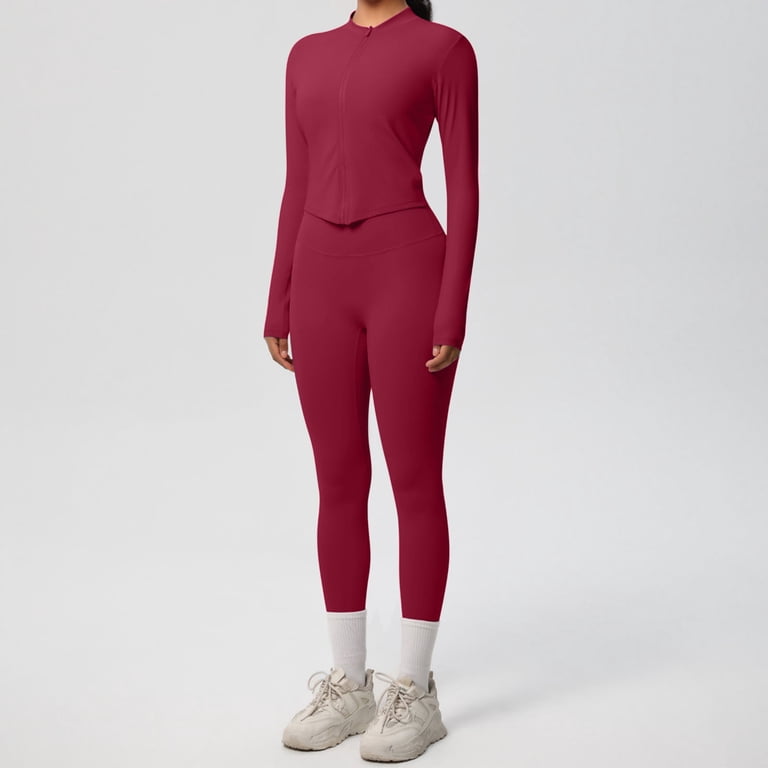 Enjoytime Sweatsuits Women 2 Piece Outfit Solid Color Zip Up