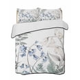 thumbnail image 2 of Quilts Full Size, Blue Beige Floral Soft Comforter Bedding Set for Bed, Farmhouse Botanical Lightweight Quilted Bedspread with Pillow Cover(2 Pieces) for All Season, 78x90 Inch, 2 of 6
