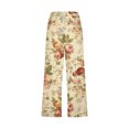 thumbnail image 5 of DeHolifer Womens Carpri Pants Elastic Waist Floral Print Drawstring Wide Leg Loose Casual Trousers with Pocket Khaki 2XL, 5 of 5