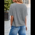 thumbnail image 4 of Camisetas de Verano con Cuello en V para Mujer, Blusas Casuales de Corta, Holgadas y Básicas. Gris XXL, 4 of 9