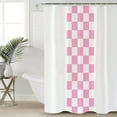thumbnail image 5 of Minimalist Pink Shower Curtain, 72" x 72", Buffalo Check Plaid Farmhouse Farm Theme Waterproof Bathroom Curtain Washable Shower Curtain Set with 12 Hooks, 5 of 6