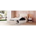 thumbnail image 3 of Upholstered Platform Bed Queen Size Storage Velvet Bed with Wingback Headboard and 1 Big Drawer,2 Side Storage Stool(Beige), 3 of 21