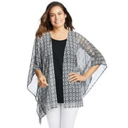 Woman Within Women's Plus Size Print Kimono Color: Black Geo Size: 5X