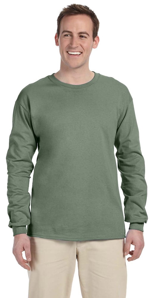 FoTL 4930 Mens Heavy Cotton Long-Sleeve Tee XL Chocolate 2 Pack