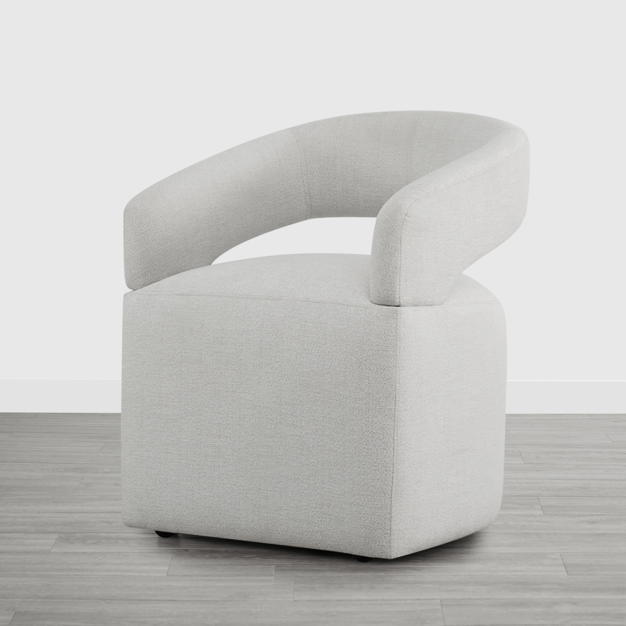Spruce & Spring Upholstered Dining Chair with Open Back and Hidden Casters, Single, Light Grey(Multi-Colored)