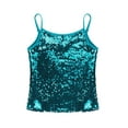 thumbnail image 4 of iEFiEL Kids Girls Sparkly Sequined Dance Top with Front Liner,Sizes 6-16 Lake_Blue 16, 4 of 7
