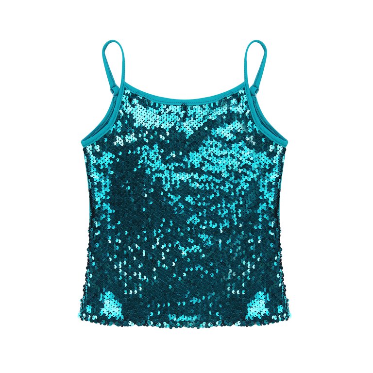 Girls Sequin Performance Camisole Bra Top, Double Platinum N8924C