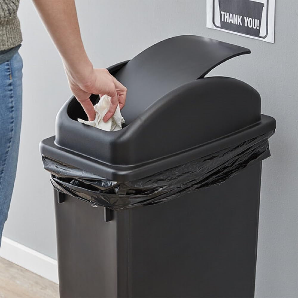 TrueCraftware - 23 Gallon Rectangular Trash Can Lid only 20-1/2" x 11-1/4" x 6-1/4" Black Color- Wastebasket Garbage Bin Lid Recycling Bin Cover Kitchen Bathroom Bedroom Office Trash Can