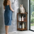thumbnail image 2 of Corner Shelf Shower Caddy Stand 3 Tier for Bathroom, Space Saving Shower Organizer Corner Stand, Bathroom Shelves for Inside Shower - Home Decor & Bathroom Storage Acacia, 2 of 7