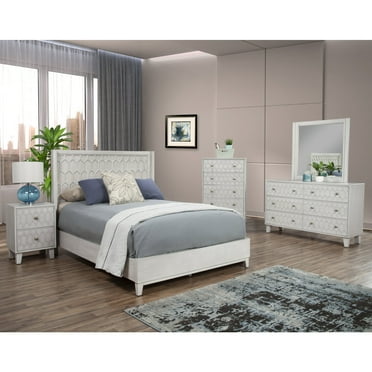 Origins by Alpine Denver Full Size Wood Panel Bed in Light Gray