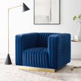 thumbnail image 2 of Tufted Armchair Accent Chair, Velvet, Blue Navy, Modern Contemporary Urban Design, Living Lounge Room Hotel Lobby Hospitality, 2 of 9