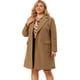 thumbnail image 1 of Women's Plus Size Notched Lapel Double Breasted Winter Long Coat Camel 1X, 1 of 6