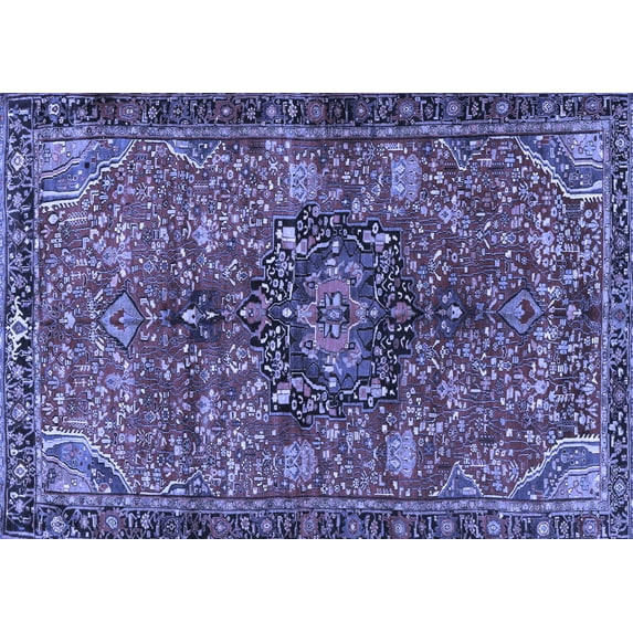 Ahgly Company Machine Washable Indoor Rectangle Persian Blue Traditional Area Rugs, 5' x 8'
