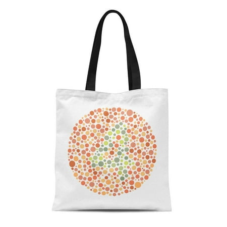 LADDKE Canvas Tote Bag Blindness Red Green Color Blind Test Number Brain Circle Reusable Shoulder Grocery Shopping Bags Handbag