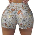 thumbnail image 2 of Balery Funny Chicken Pantalones cortos de entrenamiento estampados para mujer, sin costuras, ajustados, para gimnasio, yoga, correr, deportes, ejercicio activo, fitness.-X-Large, 2 of 8