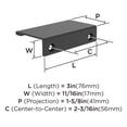 thumbnail image 3 of Miseno Mcpep1219 Mulberry 2-3/16" Center To Center Finger Cabinet Pull - Bronze, 3 of 4