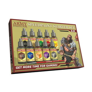 The Army Painter - Speedpaint Starter Set 2.0+ - 10x18ml Speed Model Paint  Kit Pre-Loaded with Mixing Balls, 1 Brush- Base, Model Paint Set for