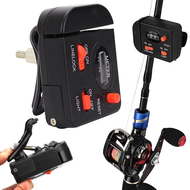 AKEGAMN Clearance! Digital Display Fishing Line Length Counter Fishing Line Depth Finder With Light Clip On Rod Fishing Tackle Tool Made of high-quality plastic material with the characteristics of
